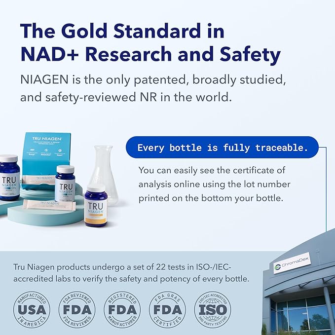 TRU NIAGEN® NAD+ Supplement – 300mg Niagen® – Patented Anti-Aging, Cellular Energy & Brain Health – 30 Capsules