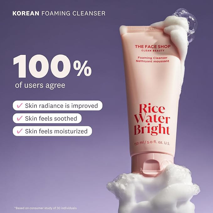 The Face Shop Rice Water Bright Double Cleansing Duo Set with Ceramide – Gentle Face Wash & Pore Control Cleansing Oil – Hydrating, Vegan, Korean Skin Care