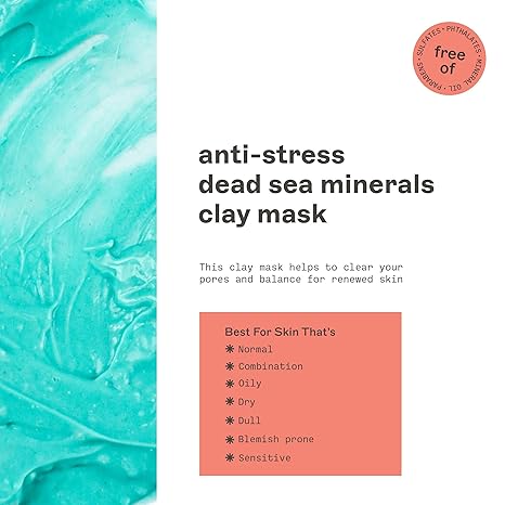 Freeman Anti-Stress Dead Sea Clay Mask – Calming Face Mask with Lavender & Sea Salt for Pore Cleansing & Balance – All Skin Types, Cruelty-Free (6 fl. oz.)