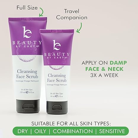 Facial Scrub Exfoliator – Natural & Organic Microdermabrasion Face Wash for Sensitive & Acne-Prone Skin, Gentle, USA Made, 2 fl oz