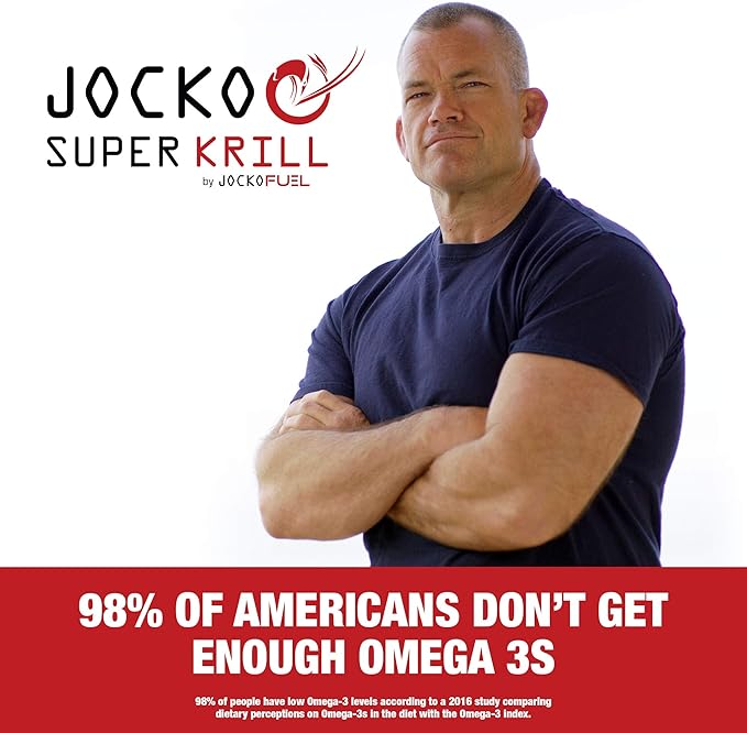 Jocko Fuel Antarctic Krill Oil 1000mg – Omega-3 DHA & EPA for Brain, Joint & Heart Support – Non-GMO, Gluten-Free – 60 Softgels
