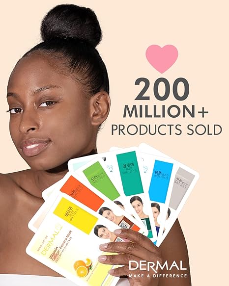 DERMAL Korean Collagen Face Mask – 24-Pack Hydrating & Soothing Sheet Masks with Panthenol – Hypoallergenic, Calming, Moisturizing K-Beauty Variety Set