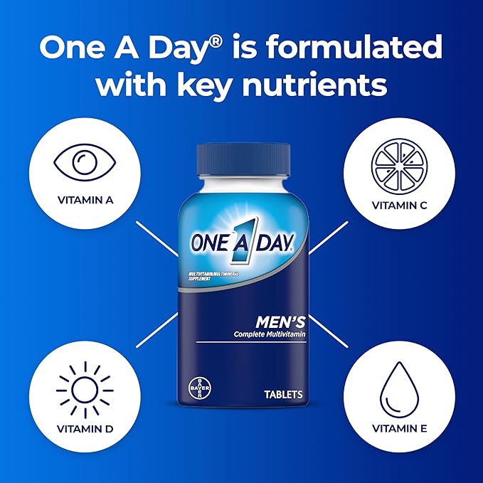 One A Day Men’s Multivitamin – 200 Tablets – Daily Vitamins A, C, D, E, B12, Zinc & Calcium – Heart, Immune, Muscle & Energy Support