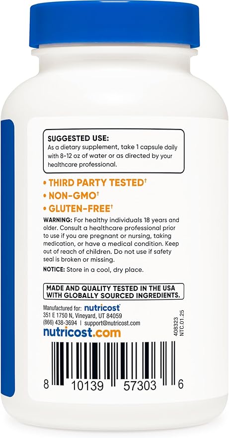 Nutricost Bovine Colostrum 500mg – Immune & Gut Health Support – Non-GMO, Gluten-Free, Third-Party Tested – 120 Capsules