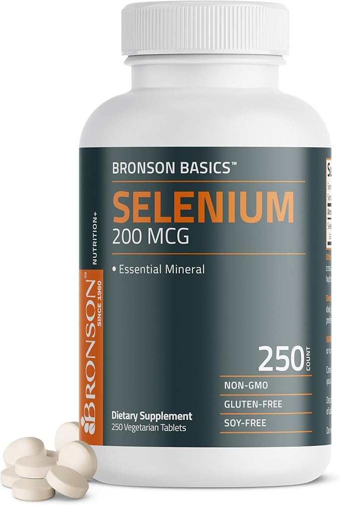 Bronson Selenium 200mcg – Immune, Antioxidant & Thyroid Support – 250 Vegetarian Tablets