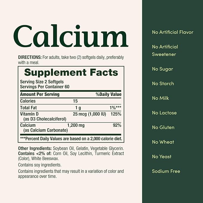 Nature’s Bounty Calcium 1200mg with Vitamin D3 – Bone Health & Absorption – 120 Softgels