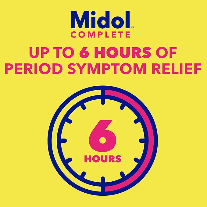 Midol Complete Menstrual Pain Relief Caplets – 40 Count Relieves Cramps, Headache, Bloating, Fatigue, and Water Retention