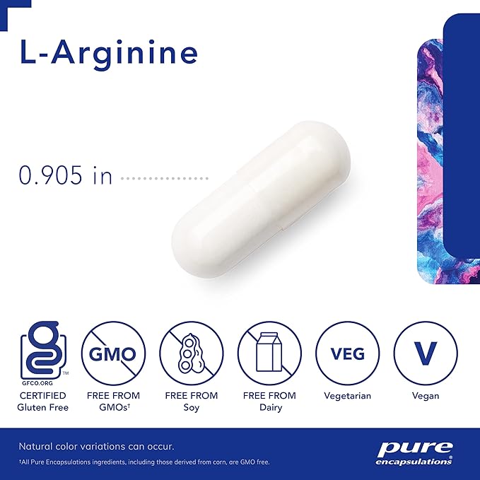 Pure Encapsulations L-Arginine 1400mg – Cardiovascular & Circulatory Support – Nitric Oxide Booster – Non-GMO, Gluten-Free – 90 Capsules