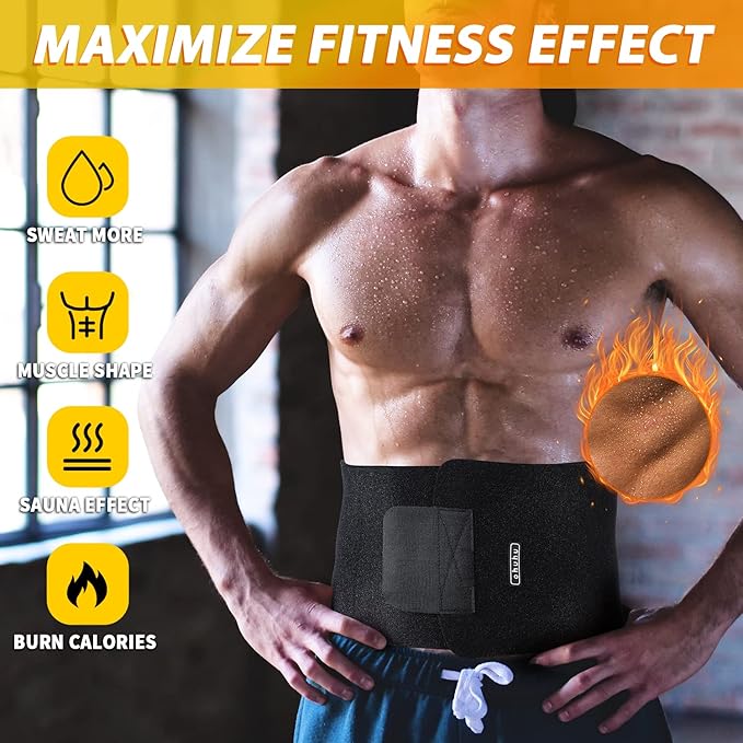 Ohuhu Waist Trimmer, Adjustable Neoprene Ab Trainer Belt, Sweat Band, Back Support, Unisex, Fits 44”