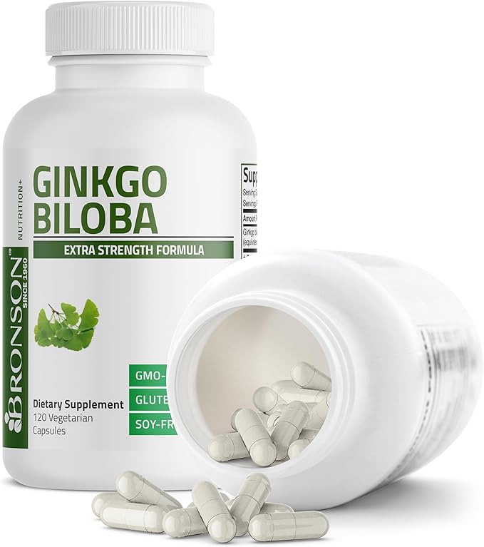 Bronson Ginkgo Biloba Extra Strength – Brain Function & Memory Support – Non-GMO, Gluten-Free, Soy-Free – 120 Vegetarian Capsules