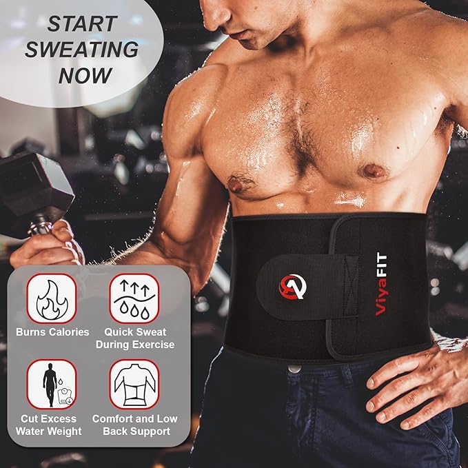 Viyafit Waist Trimmer Belt, Premium Adjustable Waist Trainer for Women & Men, Sweat Belt, Back Support
