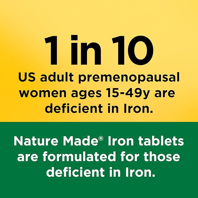 Nature Made Iron 65mg (325mg Ferrous Sulfate) – Red Blood Cell & Energy Support – 180 Tablets