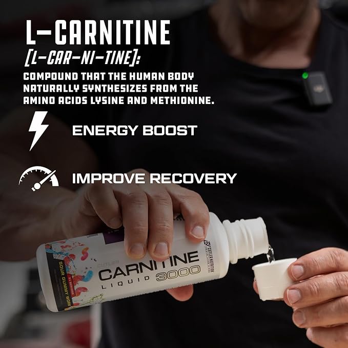 Cutler Nutrition Liquid L-Carnitine – Triple Power Blend (Acetyl L-Carnitine, L-Carnitine Tartrate) – Pre-Workout Energy, Endurance & Fat Metabolism – Sour Gummy Worm Flavor – Sugar-Free, Non-GMO – 16 fl oz