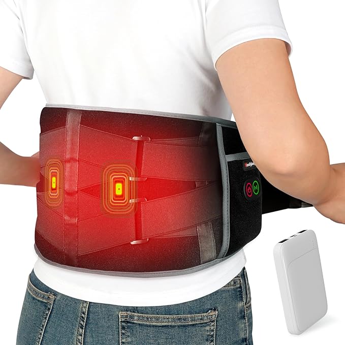 Comfytemp Cordless Heating Pad with Massager, Wearable Back Pain Relief, Portable Gift for Dad Mom, 58