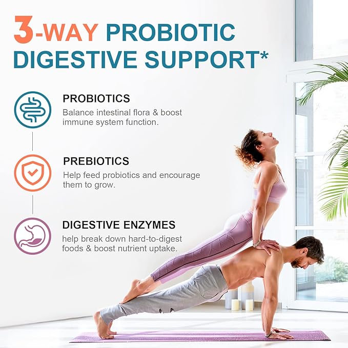 CANLIST Probiotics 120 Billion CFUs with 18 Strains, Prebiotics & Digestive Enzymes – Gut, Immune & Bloating Support – Non-GMO, Gluten-Free – 60 Capsules
