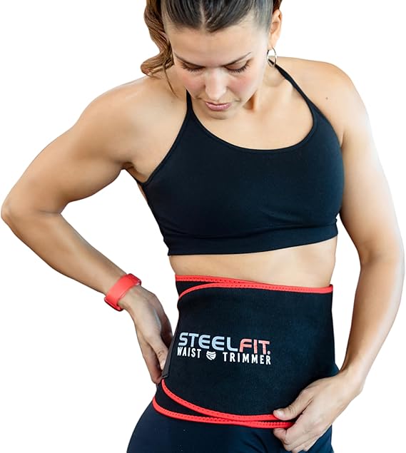 SteelFit Waist Trimmer Belt, Moisture-Resistant Neoprene Waist Trainer, Adjustable Sweat Band for Women & Men