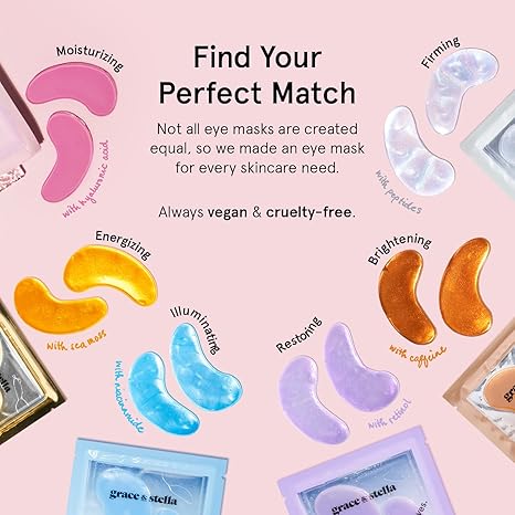 Grace & stella Gold Under Eye Patches (24 Pairs) – Award Winning Gel Eye Masks for Dark Circles, Puffy Eyes, Wrinkles – Vegan, Travel Essentials, Self Care Gift for Women
