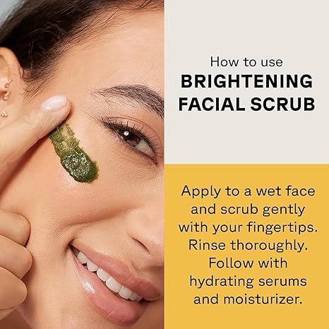 Acure Brightening Facial Scrub – Exfoliating Face Wash with Sea Kelp & French Green Clay, Vegan, Paraben-Free, 4 fl oz