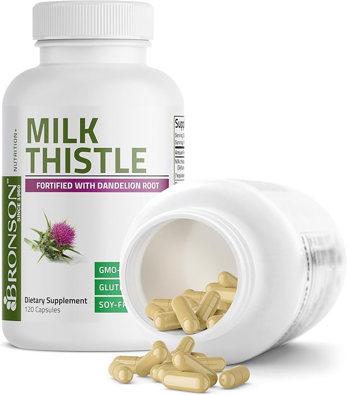 Bronson Milk Thistle Silymarin Marianum with Dandelion Root – Liver Health & Antioxidant Support – Non-GMO, Gluten-Free – 120 Capsules