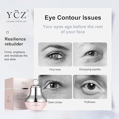 Ycz Electric Massage Eye Cream – Dark Circles, Fine Lines, Anti-Wrinkle, Firming, Moisturizing, Gentle Vibration Applicator