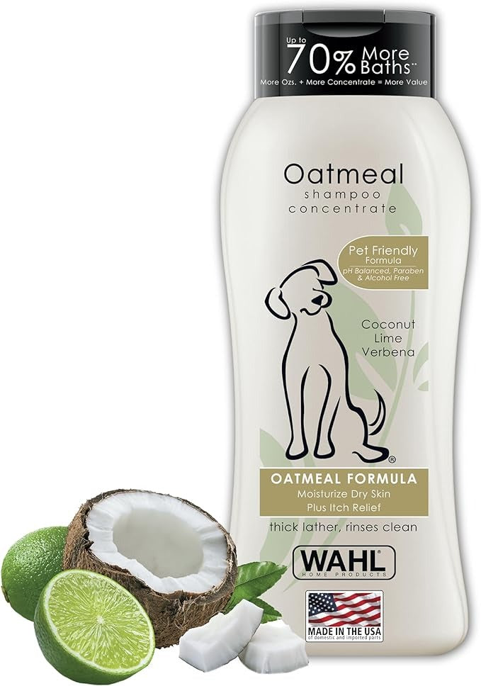 Wahl USA Dry Skin & Itch Relief Pet Shampoo for Dogs – Oatmeal Formula with Coconut Lime Verbena & Pet Friendly Formula, 24 Oz