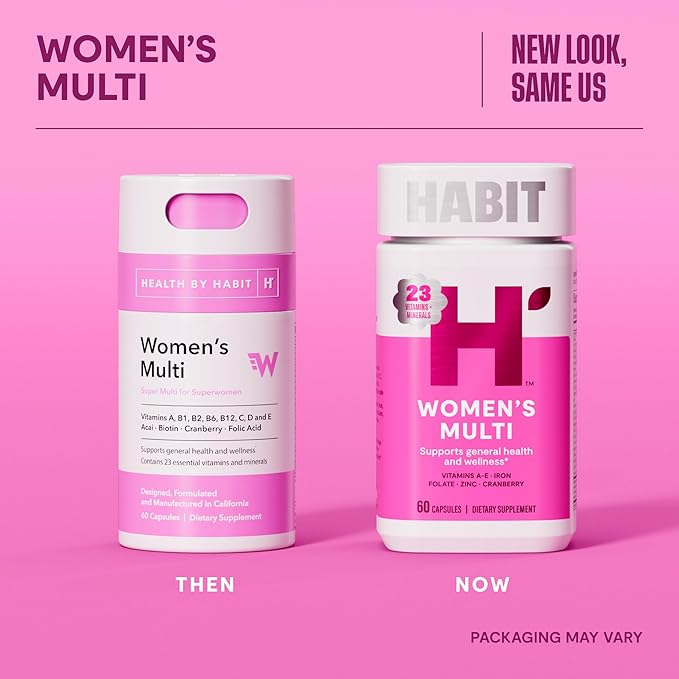 HABIT Women’s Multivitamin – 23 Essential Vitamins & Minerals, Fruit Extract Blend, Non-GMO, Gluten-Free – 60 Capsules