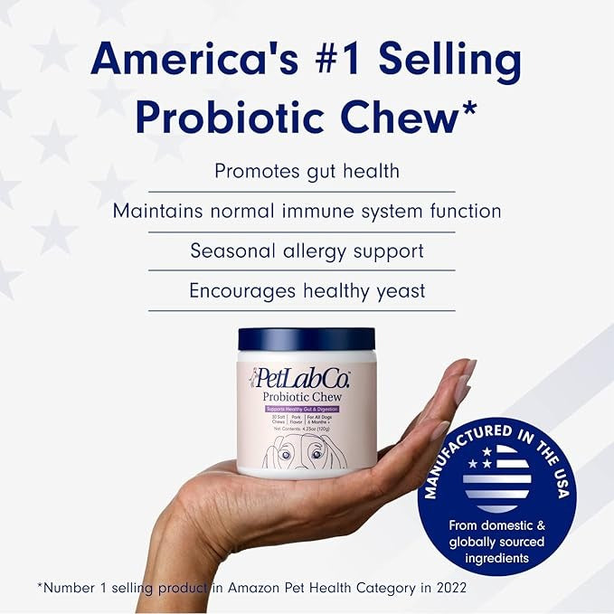PetLab Co. Probiotics for Dogs – Gut, Digestive & Allergy Support – Pork Flavor Soft Chews – 30 Count