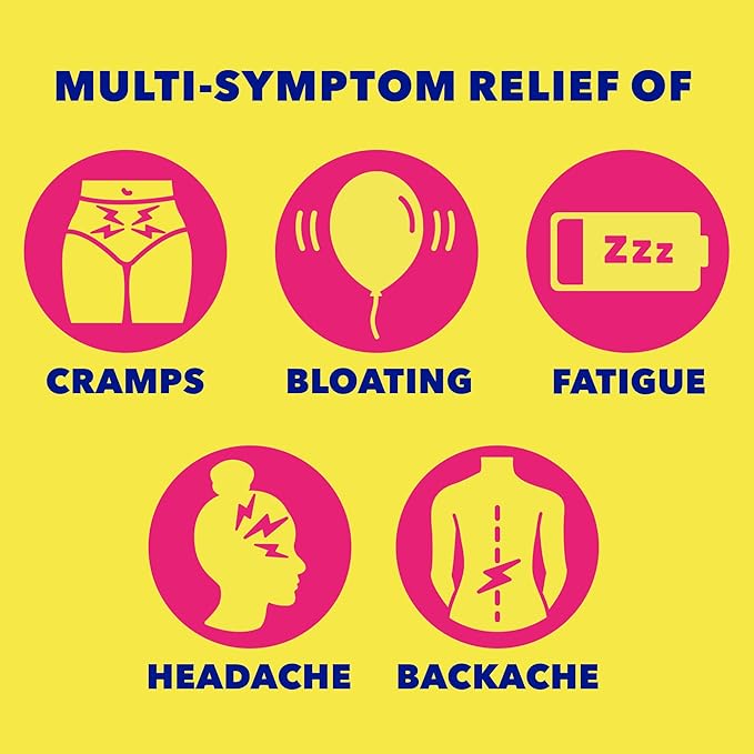 Midol Complete Menstrual Pain Relief Caplets – 40 Count Relieves Cramps, Headache, Bloating, Fatigue, and Water Retention