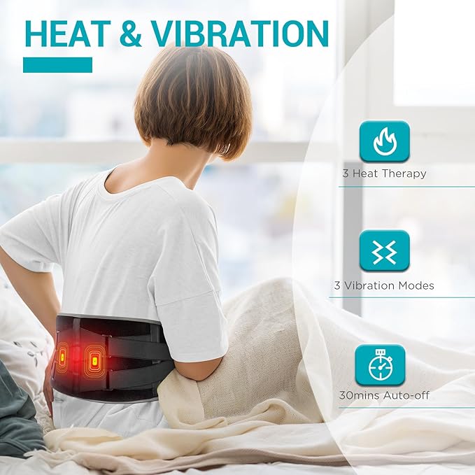 Comfytemp Cordless Heating Pad with Massager, Wearable Back Pain Relief, Portable Gift for Dad Mom, 58