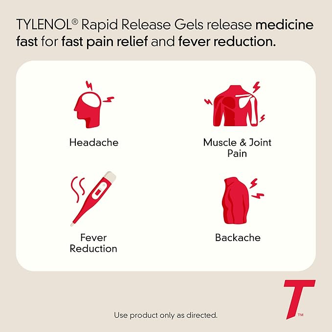 Tylenol Extra Strength Acetaminophen Rapid Release Gels – Fast Pain Relief, Trusted by Millions