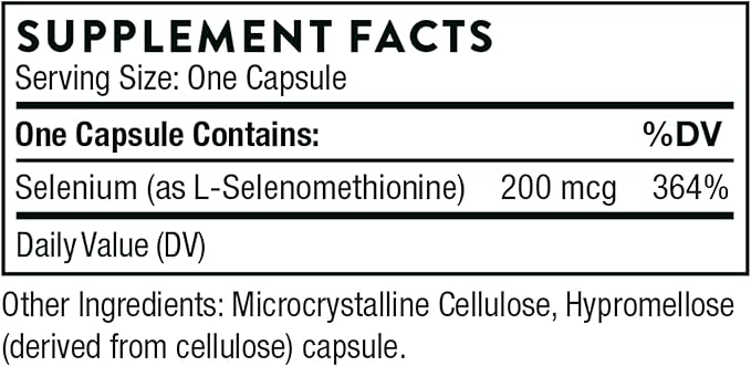 THORNE Selenium 200mcg – Selenomethionine Antioxidant & Immune Support – 60 Capsules