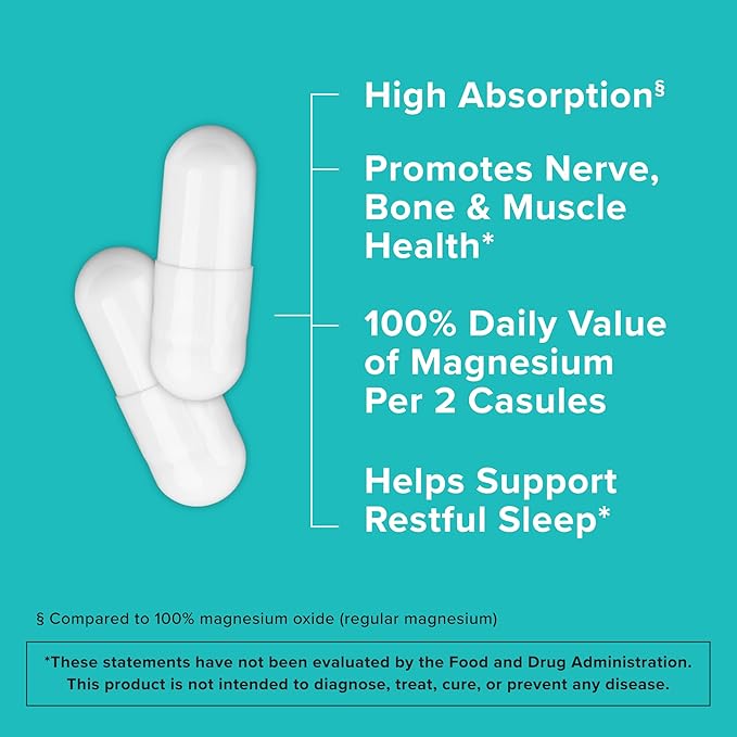 Qunol Magnesium 420mg – High Absorption, Extra Strength Bone & Muscle Support – 180 Capsules