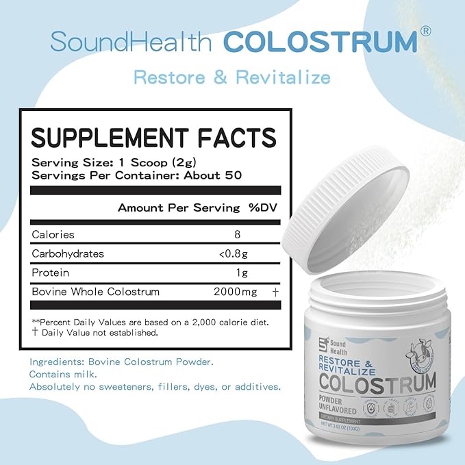 Organic Bovine Colostrum Powder – Grass-Fed, Hormone-Free – Gut, Immune, Hair & Skin Wellness – Unflavored, Non-GMO, Gluten-Free – 50 Servings