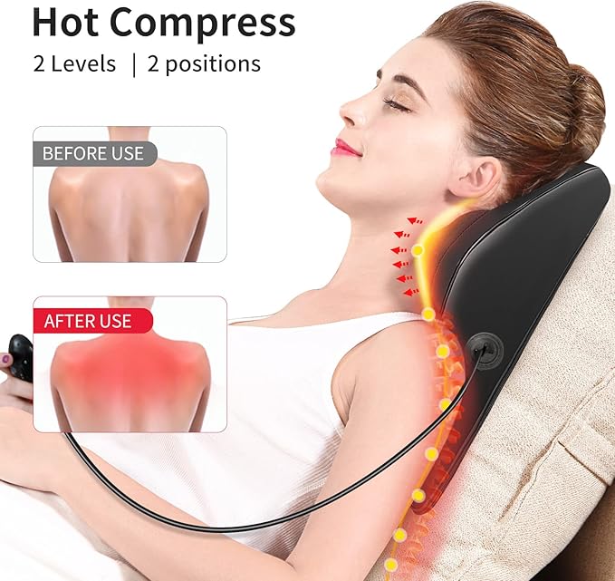 Boriwat Back Massager with Heat, 3D Kneading Massage Pillow, Deep Tissue Pain Relief, Gift for Women Men
