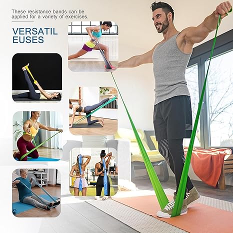 Latex-Free Resistance Bands Set, 5 Pcs Elastic Exercise Bands, Stretch Bands for Physical Therapy, Yoga, Pilates