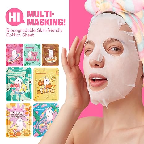 ZealSea Face Masks Skincare – 7-Pack Sheet Mask Set for Women, Teens & Kids – Hydrating, Soothing, Natural Facial Masks – Spa Party & Birthday Gift