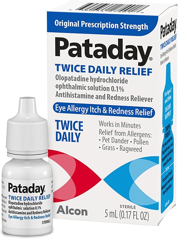 Pataday Twice Daily Relief Eye Drops – Antihistamine for Eye Allergy Itch Relief – 0.17 fl oz