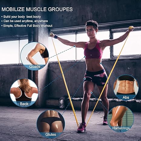 Latex-Free Resistance Bands Set, 5 Pcs Elastic Exercise Bands, Stretch Bands for Physical Therapy, Yoga, Pilates