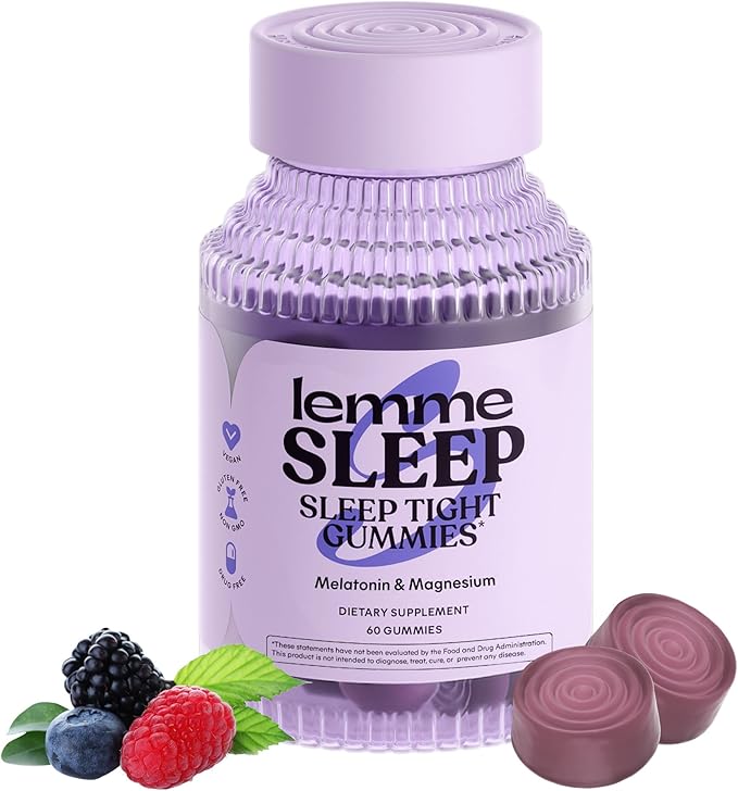 Lemme Sleep Gummies – 5mg Melatonin, Magnesium, Elderberry, Chamomile, Lavender & L-Theanine – Berry Flavor – Drug-Free Sleep Aid – 60 Gummies