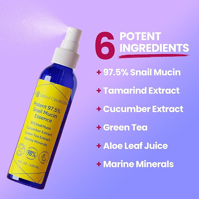SeoulCeuticals Snail Mucin Face Mist – Hydrating Korean Essence Spray, 4oz