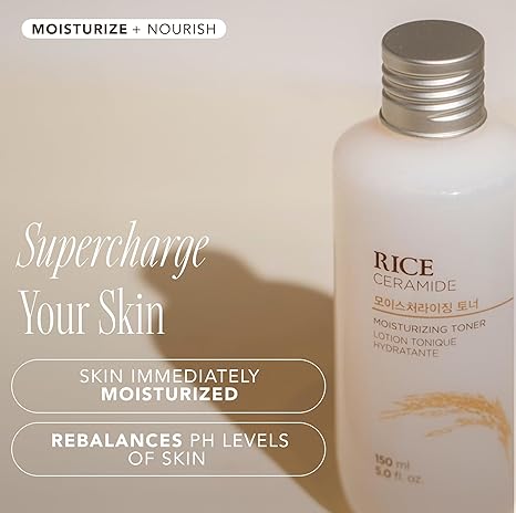 The Face Shop Rice Ceramide Moisturizing Toner – Hydrating Rice Extract, Barrier Repair, Glow Essence, Lightweight K-Beauty, 150ml