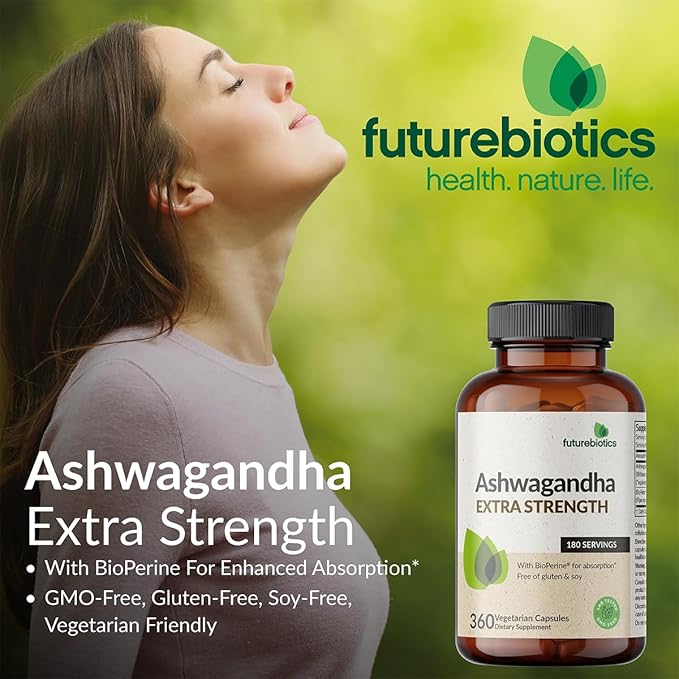 Futurebiotics Ashwagandha Extra Strength – Stress & Mood Support with BioPerine® – 150mg 20:1 Extract – Non-GMO, 100 Vegetarian Capsules