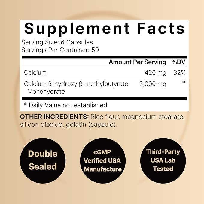 NatureBell HMB – 3,000 mg Per Serving, 300 Capsules, Triple Strength Beta-Hydroxy Beta-Methylbutyrate, Non-GMO