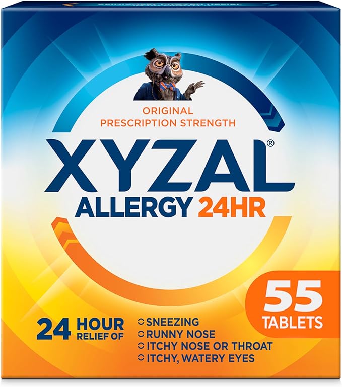 Xyzal 24 Hour Allergy Relief Tablets – Original Prescription Strength Antihistamine, Levocetirizine 5 mg, 55 Count
