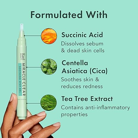 Rael Miracle Clear Acne Spot Gel Pen – Soothing, Vegan, K-Beauty, 0.14oz