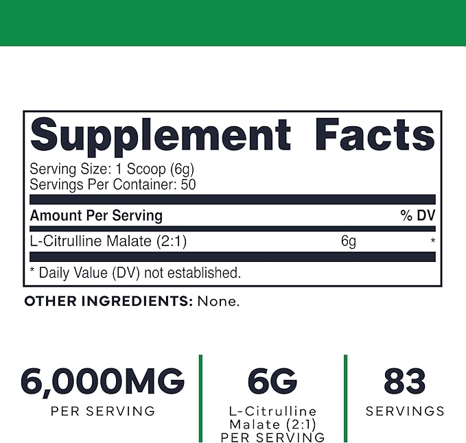 Type Zero L-Citrulline Malate Powder 2:1 6X – 300g, 6000mg Per Serving, Unflavored, Nitric Oxide Booster