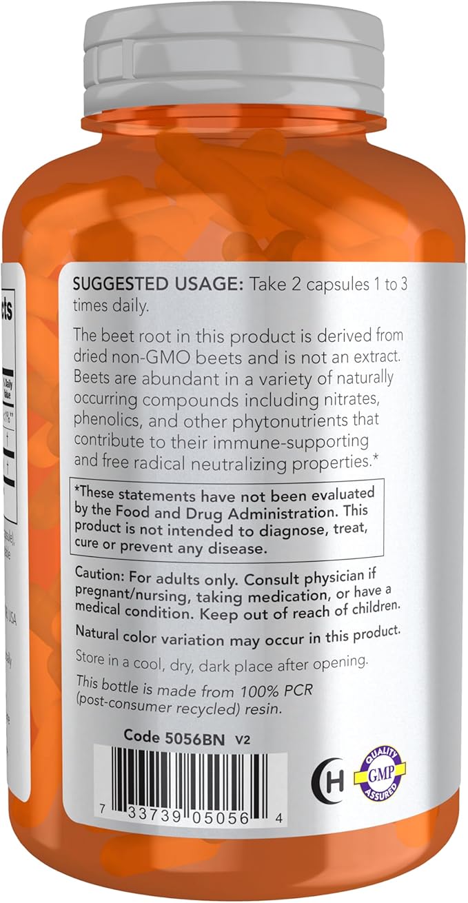 NOW Foods Sports Beet Root Veg Capsules – 550mg, 180 Capsules, Naturally Occurring Nitrates, Immune Support
