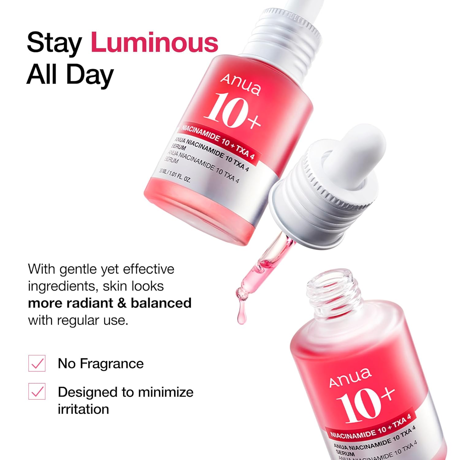 ANUA Niacinamide 10 + TXA 4 Serum – Hyaluronic Acid, Tranexamic Acid, Vitamin B12 – Glass Skin, Clarifying & Radiant Complexion – Korean Skin Care – 30ml