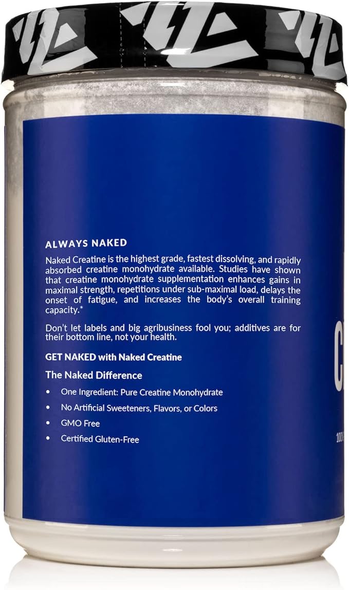 NAKED Pure Micronized Creatine Monohydrate – 1,000g Bulk, 200 Servings, Vegan & Non-GMO