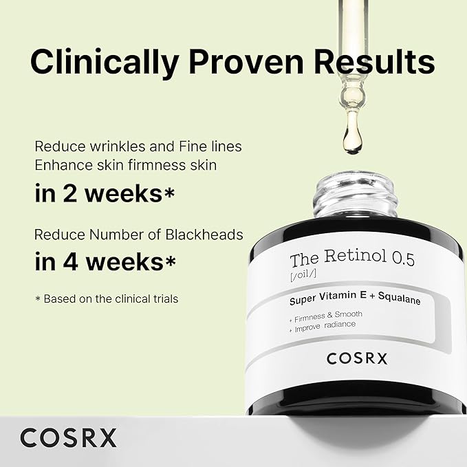 COSRX Retinol 0.5 Oil – 0.5% Retinoid Anti-Aging Serum for Face – Reduces Wrinkles, Fine Lines & Signs of Aging – Gentle, Fragrance-Free, Cruelty-Free Korean Skincare – 1 oz